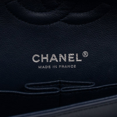 Classic Double Flap Medium Navy Patent Leather