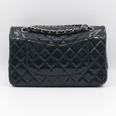 Classic Double Flap Medium Navy Patent Leather