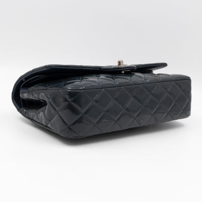 Classic Double Flap Medium Navy Patent Leather