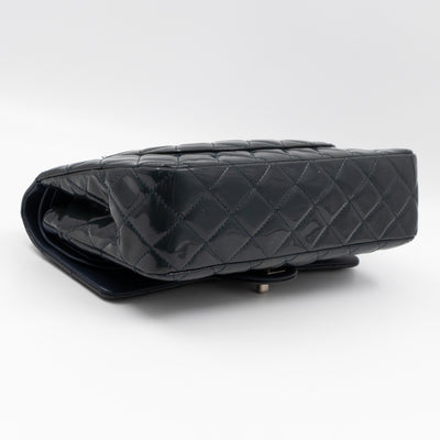 Classic Double Flap Medium Navy Patent Leather