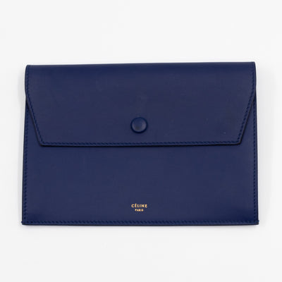 Tie Knot Tote Bag Medium Navy Leather