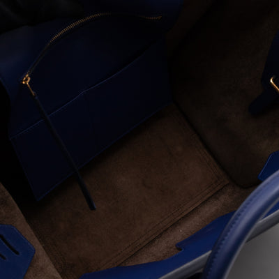 Tie Knot Tote Bag Medium Navy Leather