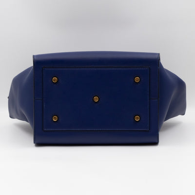 Tie Knot Tote Bag Medium Navy Leather