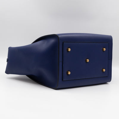 Tie Knot Tote Bag Medium Navy Leather