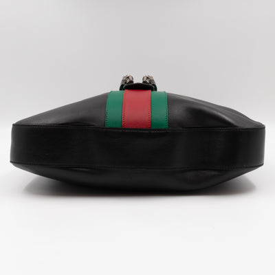 Dionysus Medium Hobo Web Black Leather