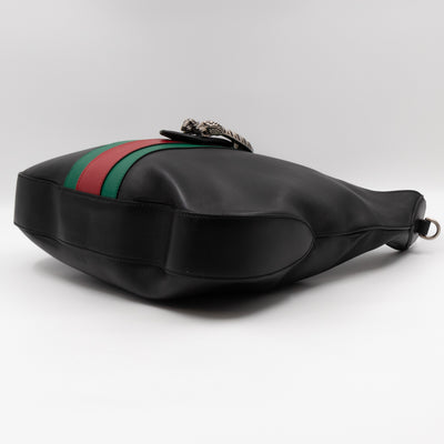 Dionysus Medium Hobo Web Black Leather
