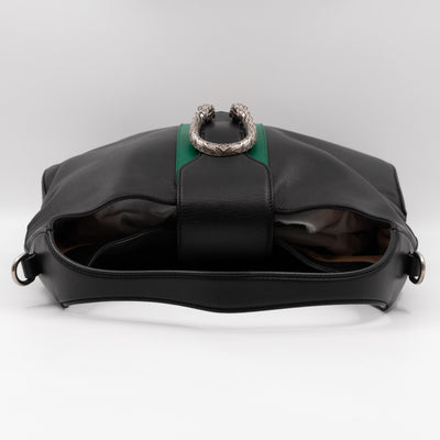 Dionysus Medium Hobo Web Black Leather