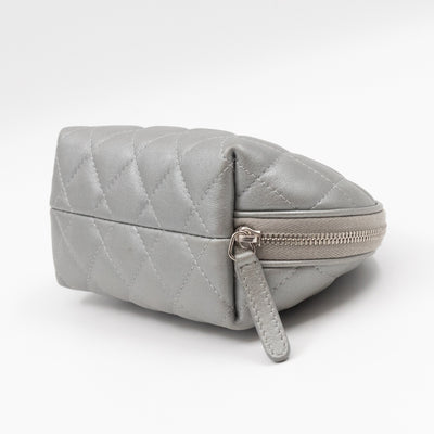 Cosmetic Pouch 2.55 Grey Metallic Leather