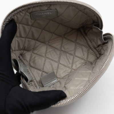 Cosmetic Pouch 2.55 Grey Metallic Leather