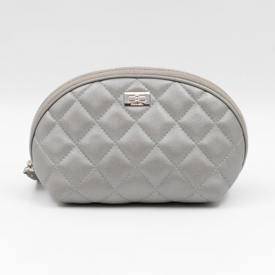 Cosmetic Pouch 2.55 Grey Metallic Leather