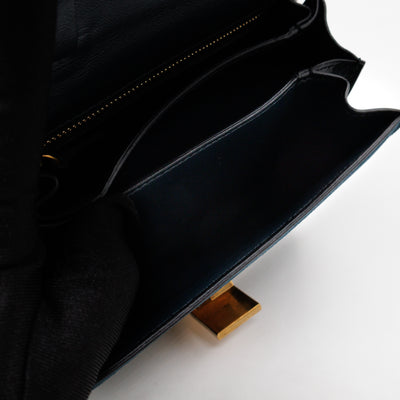 Classic Box Small Green Suede & Black Leather
