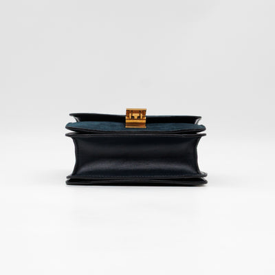 Classic Box Small Green Suede & Black Leather