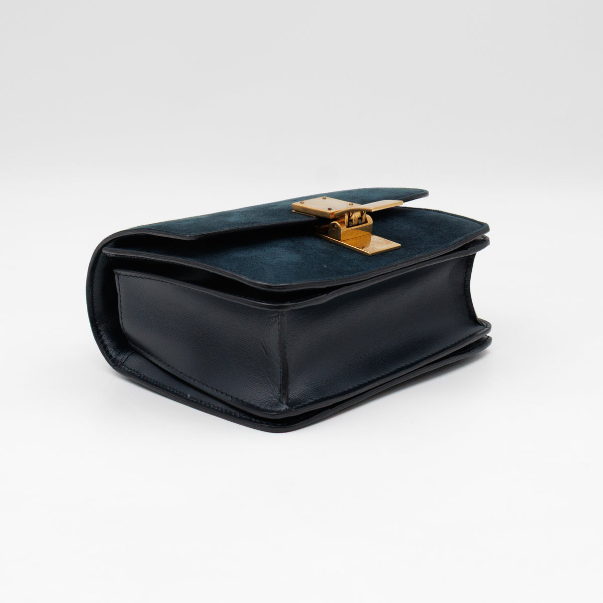 Classic Box Small Green Suede & Black Leather