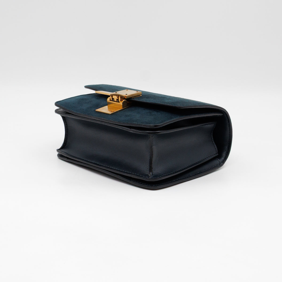 Classic Box Small Green Suede & Black Leather