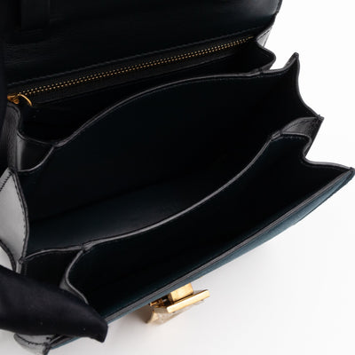 Classic Box Small Green Suede & Black Leather