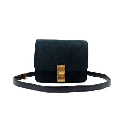 Classic Box Small Green Suede & Black Leather