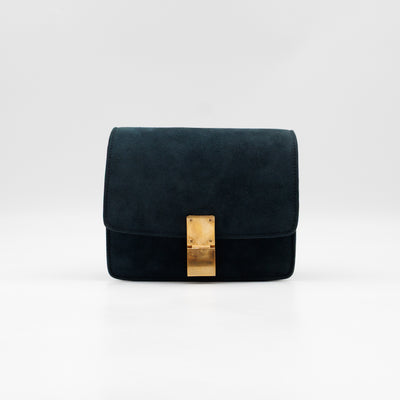Classic Box Small Green Suede & Black Leather