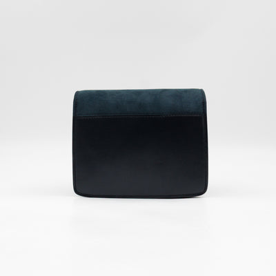 Classic Box Small Green Suede & Black Leather