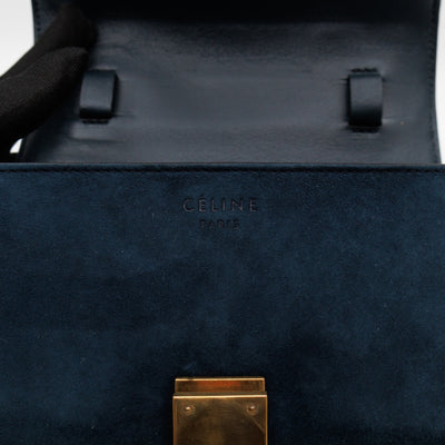 Classic Box Small Green Suede & Black Leather