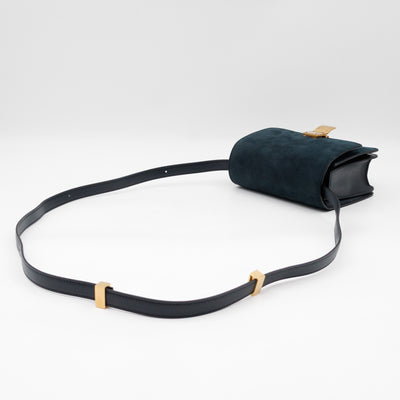 Classic Box Small Green Suede & Black Leather