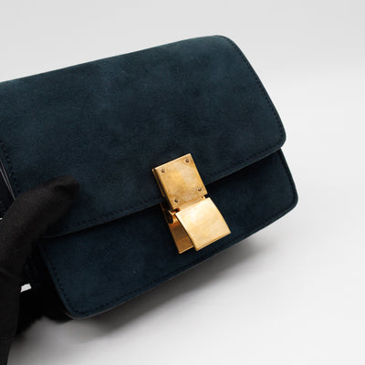 Classic Box Small Green Suede & Black Leather