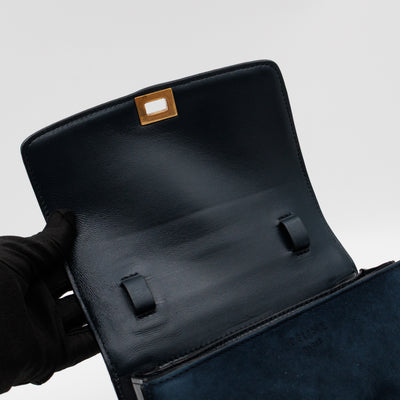 Classic Box Small Green Suede & Black Leather
