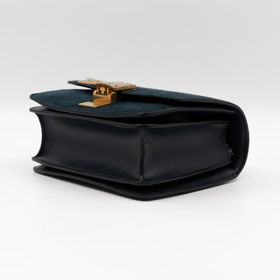 Classic Box Small Green Suede & Black Leather