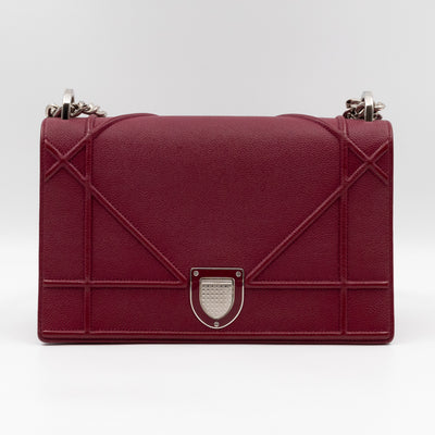 Diorama Medium Flap Bag Burgundy Leather