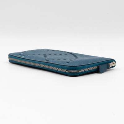 Evelyne Long Wallet Blue Leather