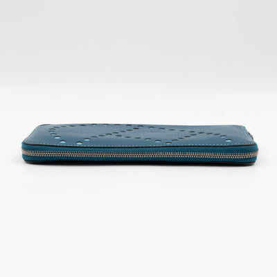 Evelyne Long Wallet Blue Leather
