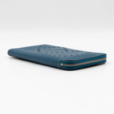 Evelyne Long Wallet Blue Leather