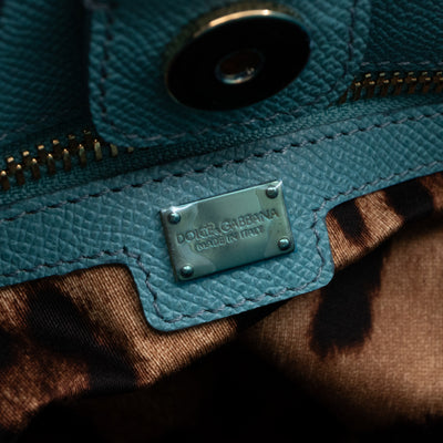 Bucket Tote Bag Blue Dauphine Leather