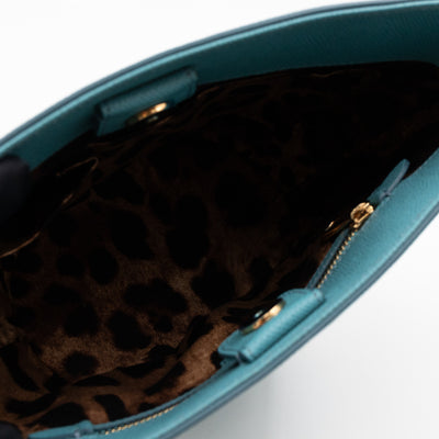 Bucket Tote Bag Blue Dauphine Leather