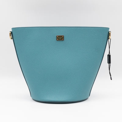 Bucket Tote Bag Blue Dauphine Leather