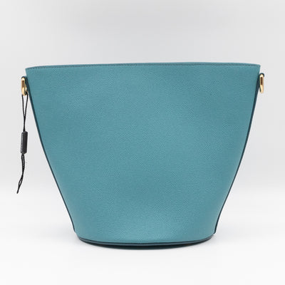 Bucket Tote Bag Blue Dauphine Leather