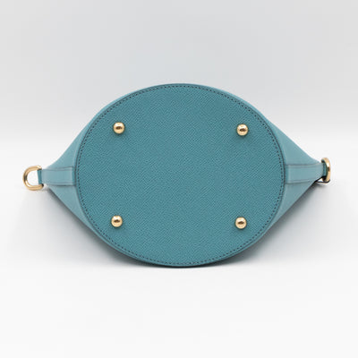 Bucket Tote Bag Blue Dauphine Leather