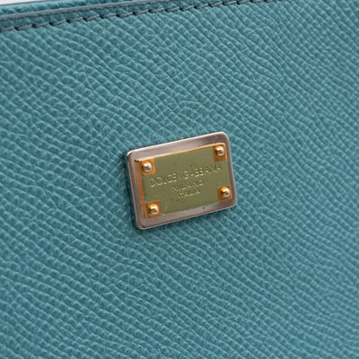 Bucket Tote Bag Blue Dauphine Leather