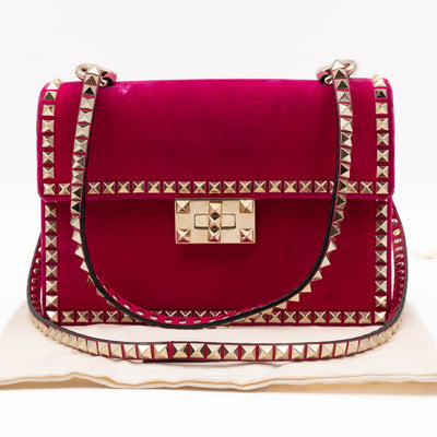 Rockstud No Limit Flap Bag Pink Velvet