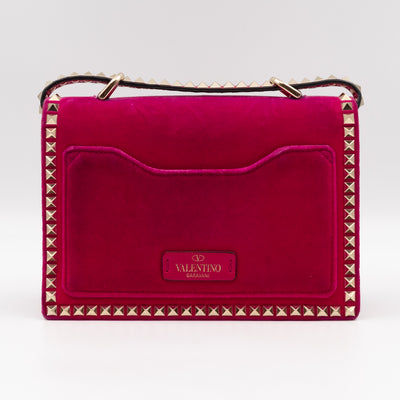Rockstud No Limit Flap Bag Pink Velvet