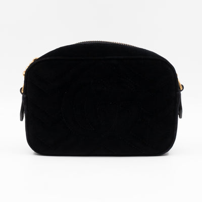 GG Marmont Mini Black Velvet Crystals