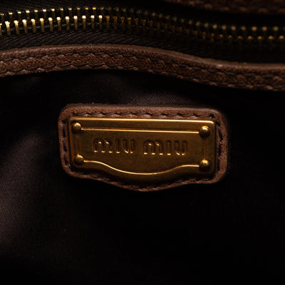 Grommet Tote Caramel Chevron Leather
