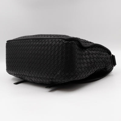 Gardena Messenger Bag Black Intrecciato Leather
