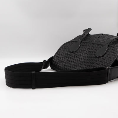 Gardena Messenger Bag Black Intrecciato Leather