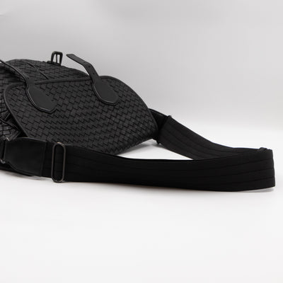 Gardena Messenger Bag Black Intrecciato Leather