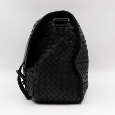 Gardena Messenger Bag Black Intrecciato Leather