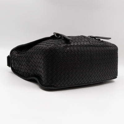 Gardena Messenger Bag Black Intrecciato Leather