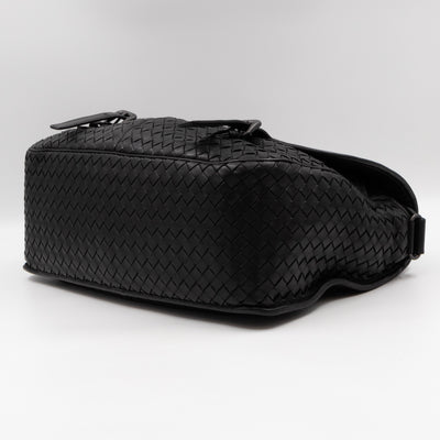 Gardena Messenger Bag Black Intrecciato Leather