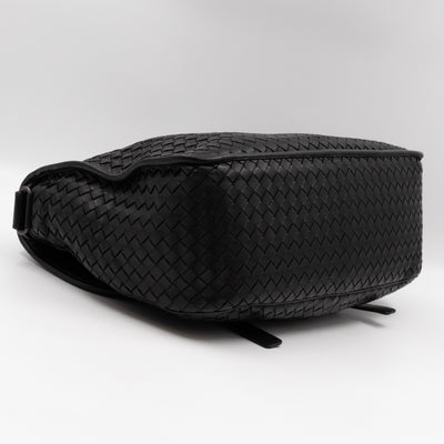 Gardena Messenger Bag Black Intrecciato Leather