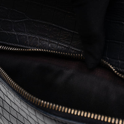West Hollywood Medium Blue Croc Embossed Leather