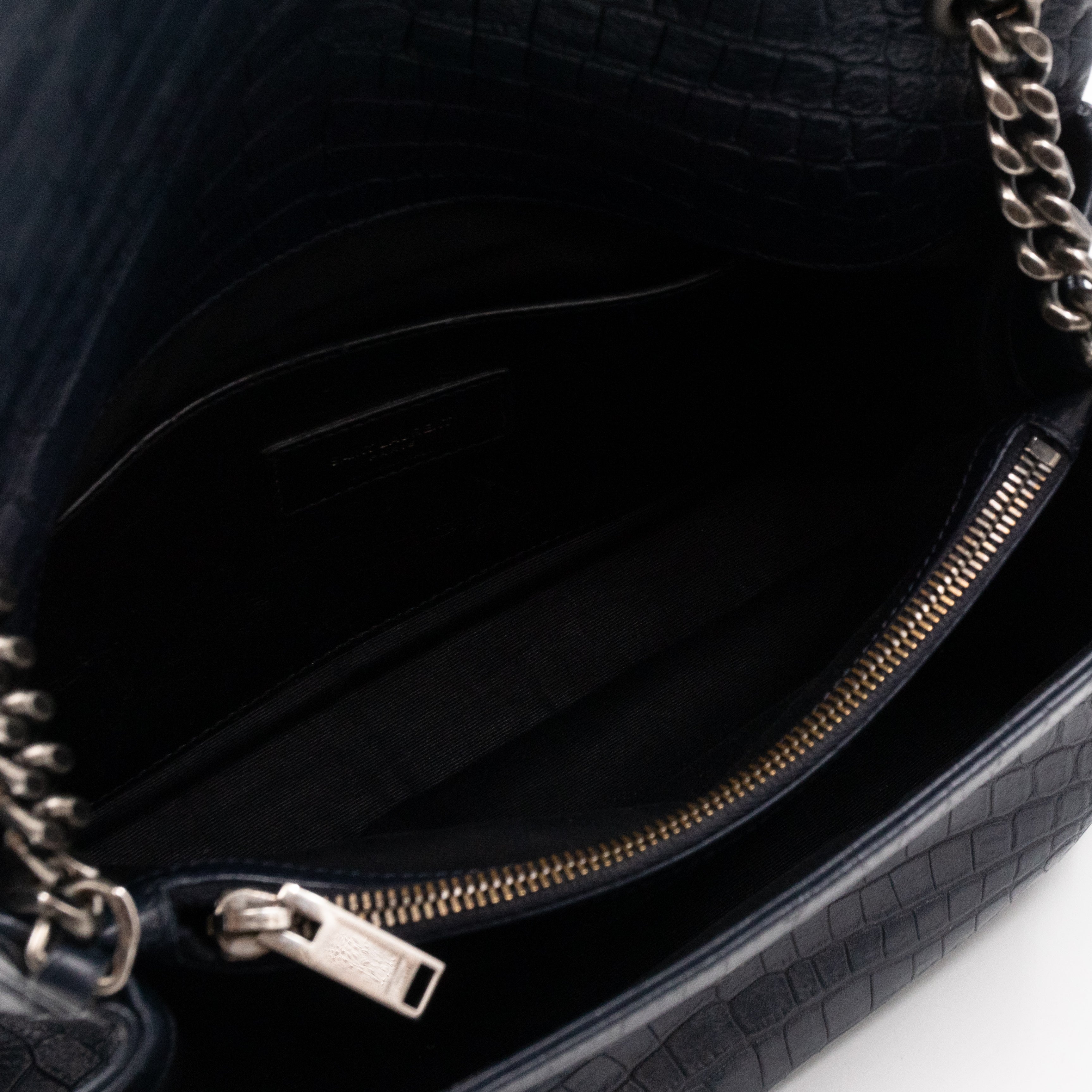 West Hollywood Medium Blue Croc Embossed Leather